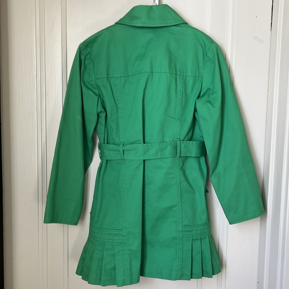 Green Trench Coat Double Breasted KC Parker Size 7 - 8  Vintage Wicked NWT - Picture 11 of 11